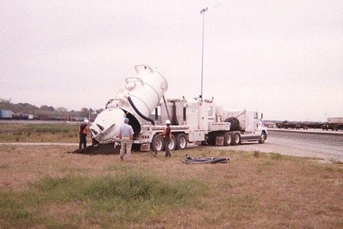 Unloading a vacuum truck